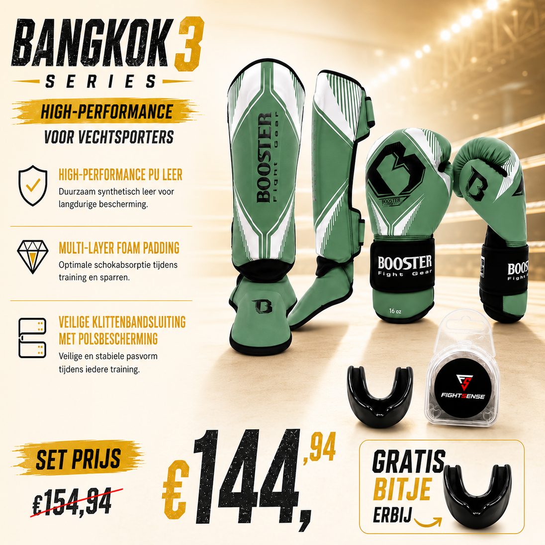 Booster Fight Gear Bangkok Series 3 Kickboks Set Groen