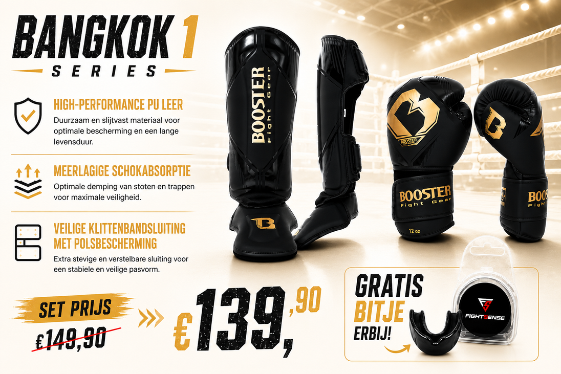 Booster Fight Gear Bangkok Series 1 Kickboks Set Zwart Goud