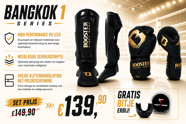 Booster Fight Gear Bangkok Series 1 Kickboks Set Zwart Goud