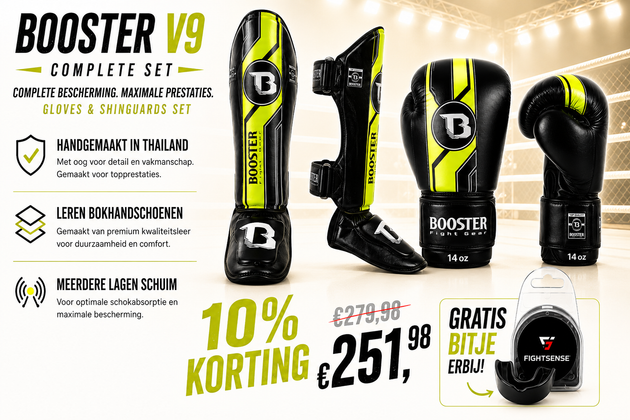 Booster Fight Gear V9 Fight Set zwart neon geel