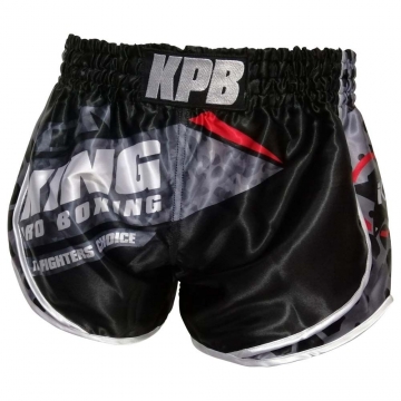 King Pro Boxing-Fightshort-Kickboksbroek-STAR VINTAGE STONE-Zwart-Grijs-Rood