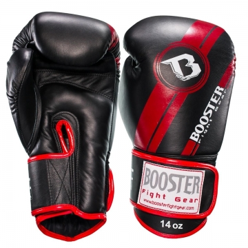 Booster Fight Gear V3: Zwart-Rode Lederen Bokshandschoenen