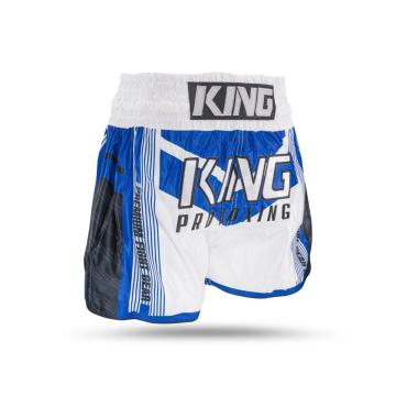 King Pro Boxing-Fightshort-kickboksbroek-Short-ENDURANCE 8-Wit-Blauw