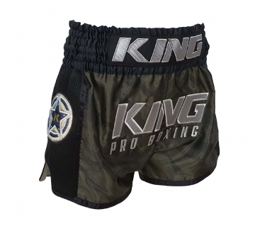 King Pro Boxing-Fightshort-Kickboksbroek-Legerprint-STAR 2 camo-Groen-Zwart