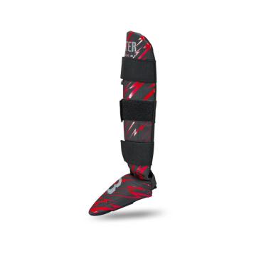 Booster fightgear-scheenbeschermers-combat series 2-Rood zwarte met bliksem design