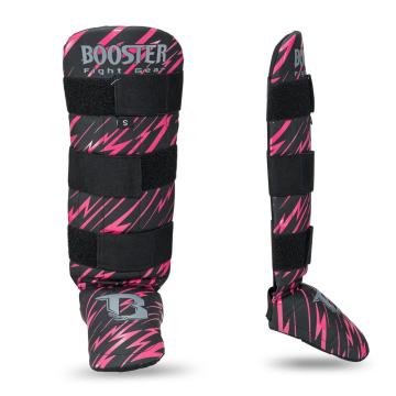 Booster fightgear-combat series 3-roze-zwarte-bliksem design-scheenbeschermers