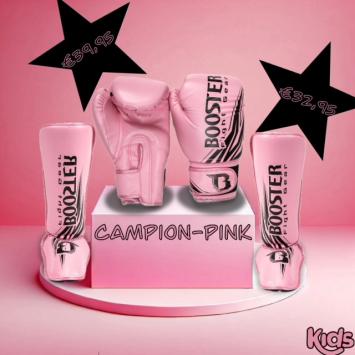 Booster fight gear-kinder bokshandschoenen-champion-Roze-Zwart-set