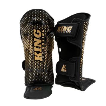 King Pro Boxing-Kinder-Scheenbeschermers-HEXAGON 2-Zwart-Goud